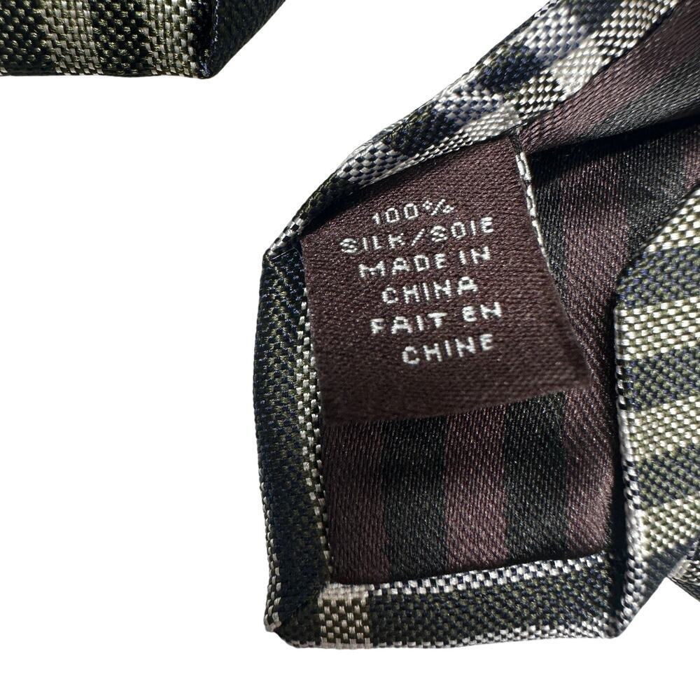 Black Brown 1826 100% Silk Neck Tie Navy Blue Green White Reflective‎ Plaid - Picture 7 of 12